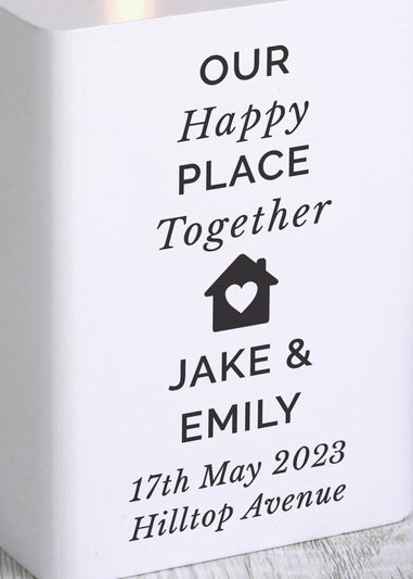 Personalised Memento Company White Wood Home Tea light Holder