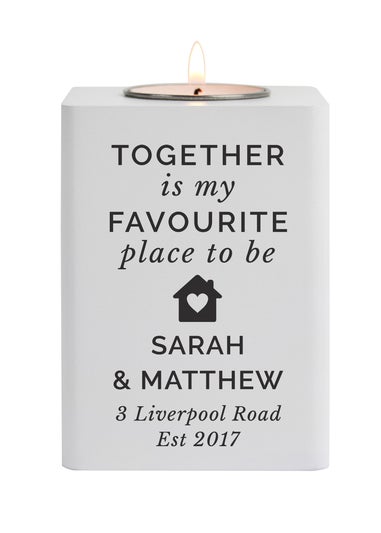 Personalised Memento Company White Wood Home Tea light Holder