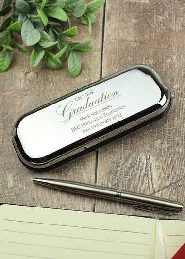 Personalised Memento Company Silver Graduation Pen and Box Set