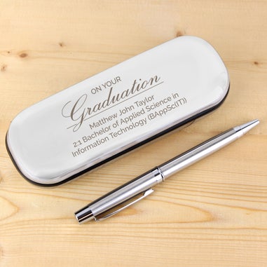 Personalised Memento Company Silver Graduation Pen and Box Set