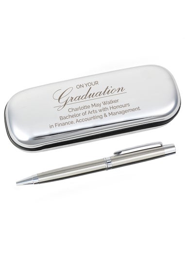 Personalised Memento Company Silver Graduation Pen and Box Set