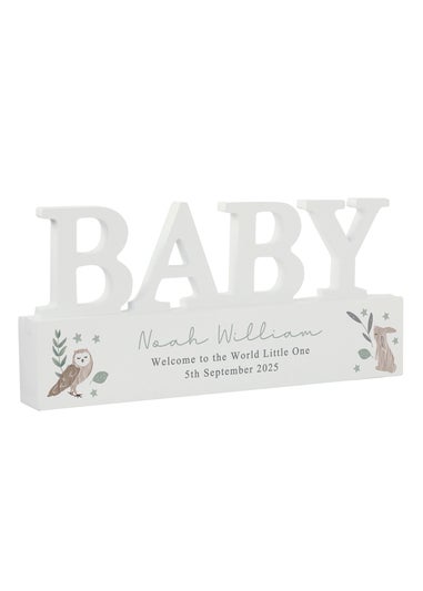 Personalised Memento Company White Wood Woodland Baby Ornament