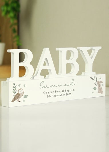 Personalised Memento Company White Wood Woodland Baby Ornament