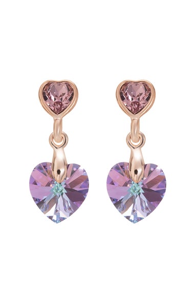 Jon Richard Radiance Collection Rose Gold Plated Pink Heart Drop Earrings