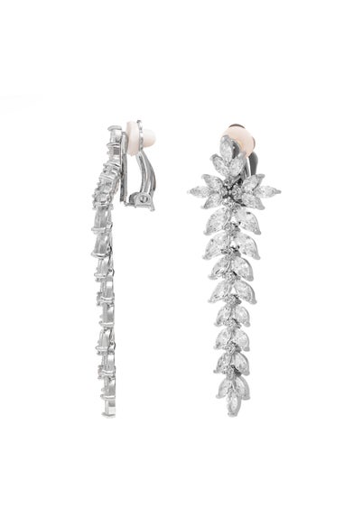 Jon Richard Silver Plated Crystal Statement Clip On Earrings