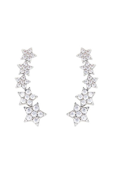 Jon Richard Silver Plated Star Cubic Zirconia Climber Earrings