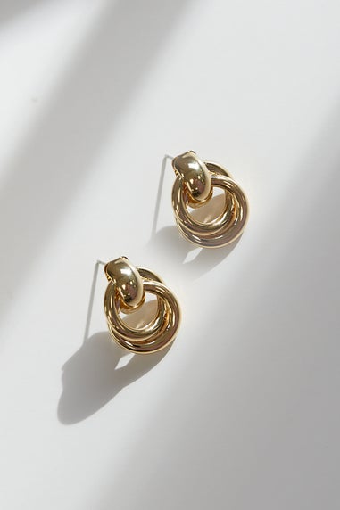 Jon Richard Gold Plated Knotted Door Knocker Earrings