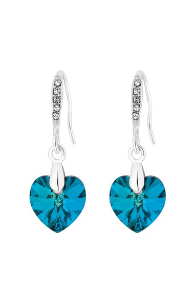 Jon Richard Radiance Collection Silver Plated Blue Bermuda Heart Drop Earrings