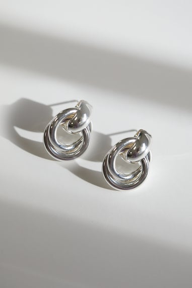 Jon Richard Silver Plated Knotted Door Knocker Earrings