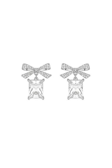 Jon Richard Rhodium Plated Cubic Zirconia Crystal Bow Earrings