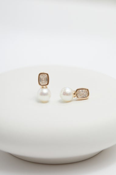 Jon Richard Gold Plated Crystal and Pearl Drop Earrings