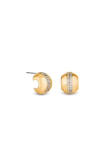 Jon Richard Gold Plated Polished Crystal Dome Stud Earrings