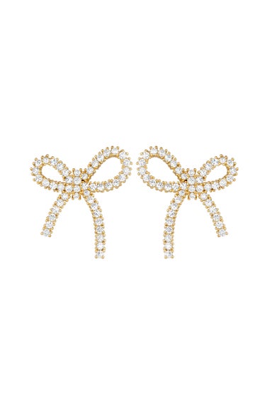 Jon Richard Gold Plated Cubic Zirconia Bow Earrings