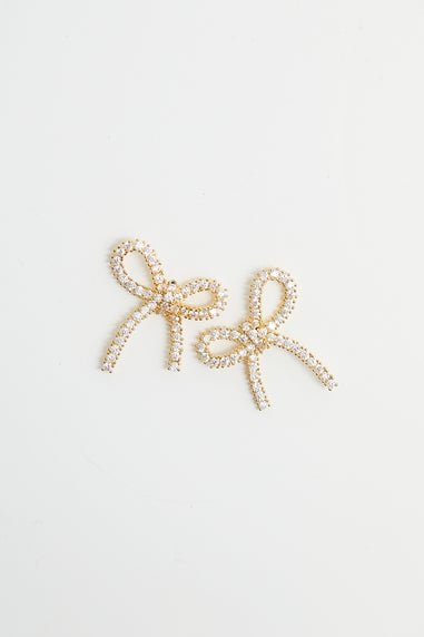 Jon Richard Gold Plated Cubic Zirconia Bow Earrings