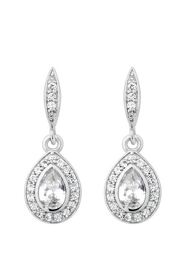 Jon Richard Silver Plated Cubic Zirconia Peardrop Drop Earring