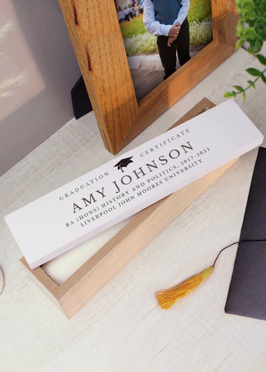 Personalised Memento Company Wood Graduation Certificate Holder