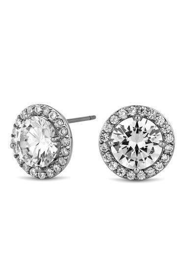 Jon Richard Silver Plated Cubic Zirconia Pave Stud Earrings