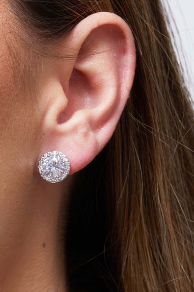 Jon Richard Silver Plated Cubic Zirconia Pave Stud Earrings