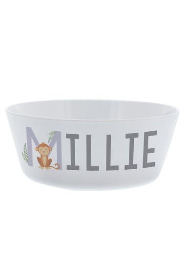 Personalised Memento Company White Animal Alphabet Plastic Bowl