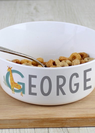 Personalised Memento Company White Animal Alphabet Plastic Bowl