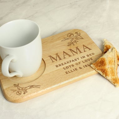 Personalised Memento Company Wood Floral Coaster Tray