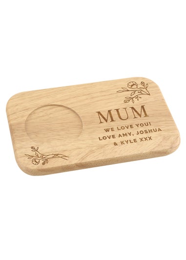 Personalised Memento Company Wood Floral Coaster Tray