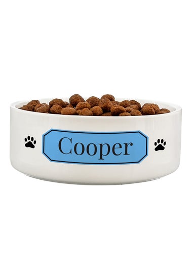 Personalised Memento Company Blue Plaque 14cm Medium Pet Bowl