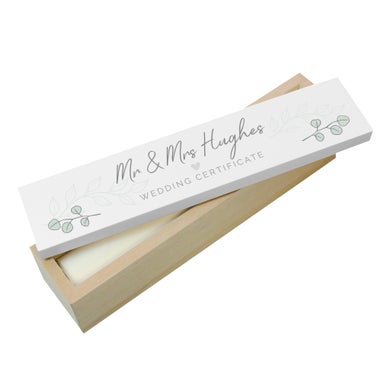 Personalised Memento Company Wood Botanical Leaves Certificate Holder