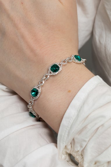 Jon Richard Silver Plated Emerald Green Infinity Bracelet