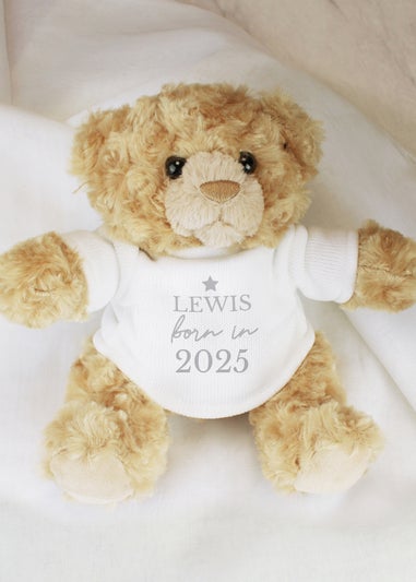 Personalised Memento Company Brown Born In Teddy Bear