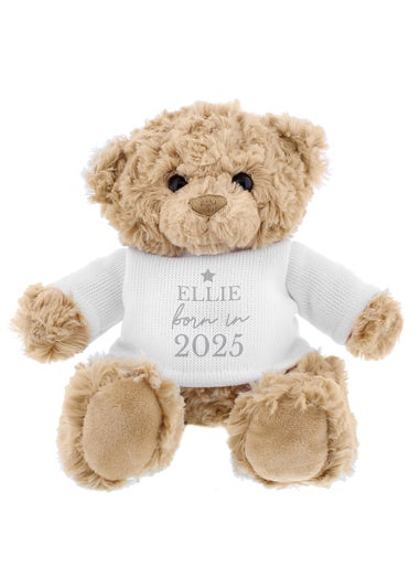 Personalised Memento Company Brown Born In Teddy Bear