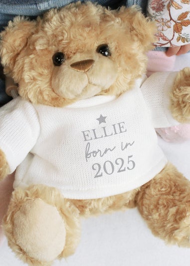 Personalised Memento Company Brown Born In Teddy Bear