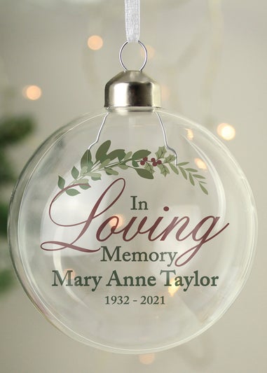 Personalised Memento Company Clear In Loving Memory Glass Bauble