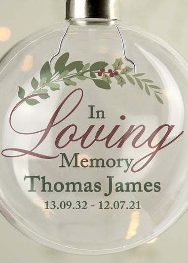 Personalised Memento Company Clear In Loving Memory Glass Bauble