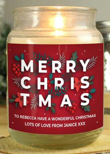 Personalised Memento Company Cream Christmas Large Scented Jar Candle