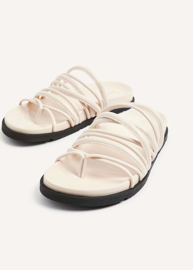 Linzi Rexa Ivory Faux Leather Toe Post Sandal