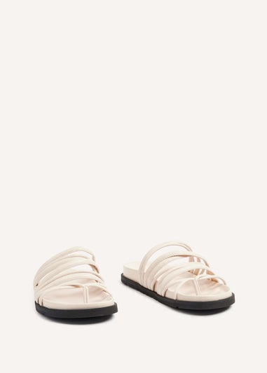 Linzi Rexa Ivory Faux Leather Toe Post Sandal