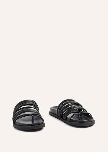 Linzi Rexa Black Faux Leather Toe Post Sandal