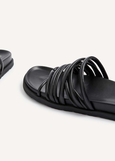 Linzi Rexa Black Faux Leather Toe Post Sandal