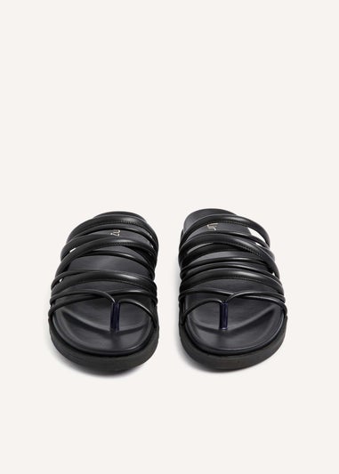 Linzi Rexa Black Faux Leather Toe Post Sandal