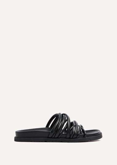 Linzi Rexa Black Faux Leather Toe Post Sandal