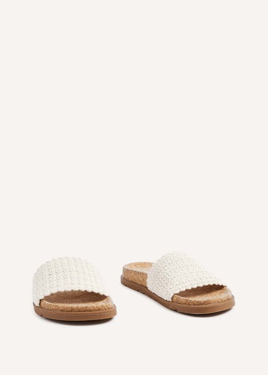 Linzi Ula Ivory Knitted Woven Cork Footbed Sandal