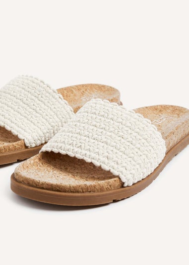 Linzi Ula Ivory Knitted Woven Cork Footbed Sandal