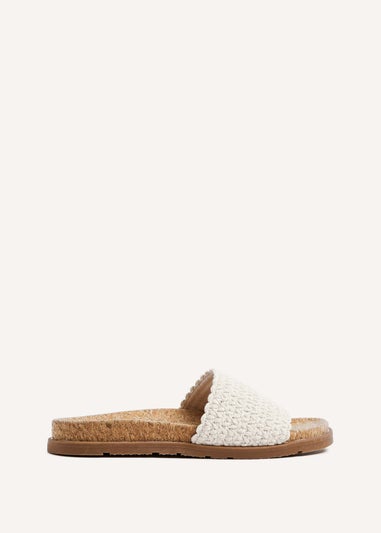 Linzi Ula Ivory Knitted Woven Cork Footbed Sandal