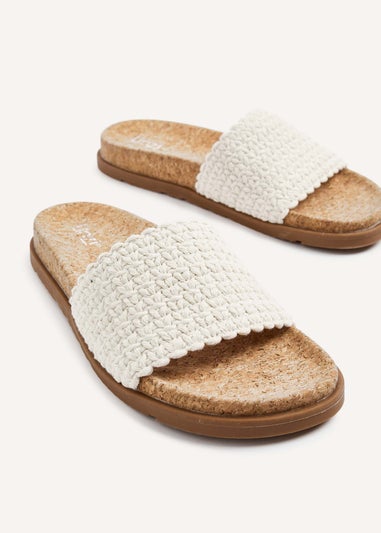 Linzi Ula Ivory Knitted Woven Cork Footbed Sandal