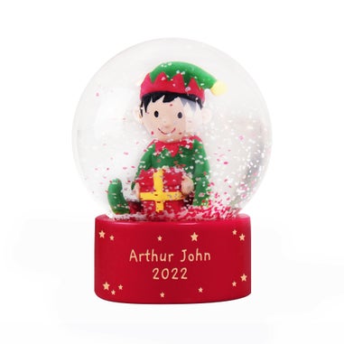 Personalised Memento Company Red Message Elf Glitter Snow Globe