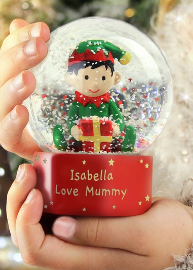 Personalised Memento Company Red Message Elf Glitter Snow Globe