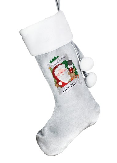 Personalised Memento Company Grey Christmas Santa Stocking