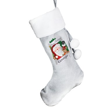 Personalised Memento Company Grey Christmas Santa Stocking