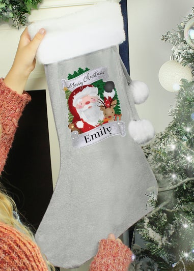 Personalised Memento Company Grey Christmas Santa Stocking